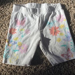 Floral with Butterflies on White Bike Shorts Girls Size 4t